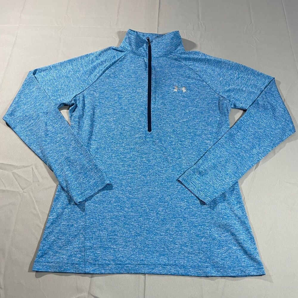 Under Armour 1/2 Zip Heat Gear Blue Tech Twist Long Sleeve Sweater Womens Medium
